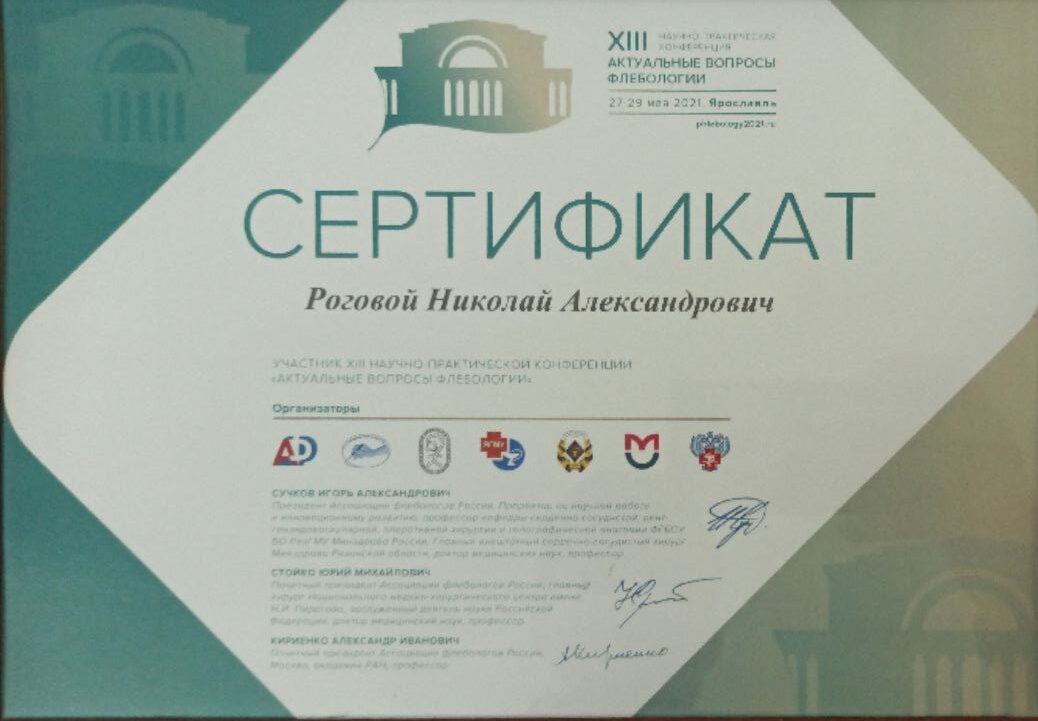 Сертификат - Роговой Николай Александрович